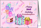 Granddaughter 2nd Birthday, cake, gifts, balloons card