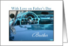 Father’s Day Brother, Blue Car on white card