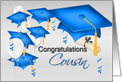 Cousin Graduation Congratulations, blue and white card
