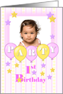 Photo 1st Birthday Girl Party Invitation card