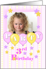Photo 3rd Birthday Girl Party Invitation card