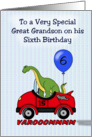 Great Grandson’s 6th Birthday, Dinosaur card