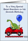 Great Grandson’s 7th Birthday, Dinosaur card