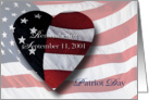 Patriot Day, Remembering 9/11, US flag, heart, stars card