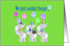 Humerous Happy Birthday From All of Us, Elephants with balloons card