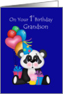 Grandson’s 1st Birthday, Panda and Balloons card