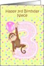 3rd Birthday Niece, Monkey card