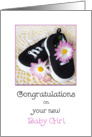 Congratulations on the birth of your new Baby Girl, shoes and daisies card