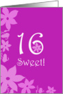 Sweet 16 Birthday card for girl with purple flowers card