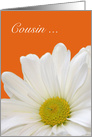 Cousin Maid of Honor, white daisy with orange card