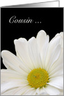 Cousin Maid of Honor, white daisy with black card