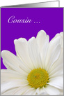 Cousin Maid of Honor, white daisy with purple card