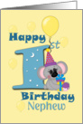Nephew Happy 1st Birthday, Koala bear card