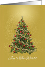 Christmas Tree, Joy to the World, Elegant Gold and Red card