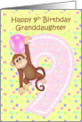 Granddaughter 9th Birthday, Monkey card