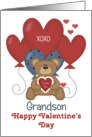 Grandson, Bear and Balloons Valentine card