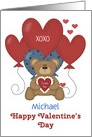 Custom Bear and Balloons Valentine card