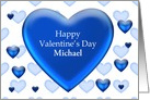 Custom Name Valentine Blue Hearts card