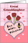Great Granddaughter, Bee My Valentine card