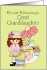 Easter Blessings Great Granddaughter, Girl in pink card