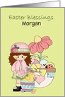 Easter Blessings Custom Name, Girl in pink card