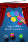Great Grandson Birthday, Clown & Balloons card