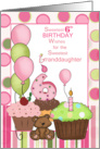 Sweetest 6th Birthday Wishes Granddaughter, cupcakes and balloons card