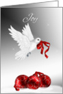 White Dove with Red Christmas Ornaments card