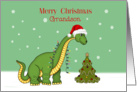 Merry Christmas Grandson, Green Dinosaur with Santa Hat card