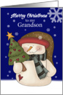 Merry Christmas to my Grandson, Snowman and tree card