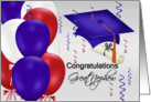 Congratulations Great Nephew, grad hat, balloons, degree card