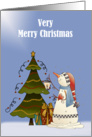 Very Merry Christmas Snowman and Tree card