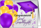 Congratulations Great Granddaughter balloons, hat, streamers, degree card