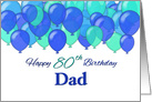 Happy 80th Birthday, Dad, blue balloons card