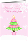 Happy 1st Christmas Granddaughter, Tree, snowflakes card