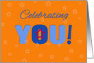 Celebrating You! Caregiver, Orange, Blue, Stars card