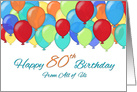 Happy 80th Birthday, From All of Us, Balloons card