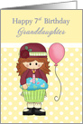 Happy 7th Birthday, Granddaughter, Girl, Balloon card