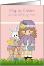 Happy Easter Granddaughter, Girl in purple, basket card