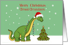 Merry Christmas Great Grandson, Green Dinosaur with Santa Hat card