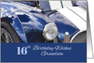 16th Birthday Grandson, Blue Car card