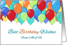 Best Birthday Wishes, From All of Us, Colorful Balloons card