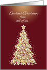 Business Seasons Greetings, red with decorated tree card