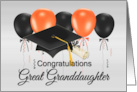 Great Granddaughter Congratulations For Graduation Orange & Black card