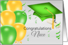 Niece Congratulations Graduation Cap Balloons Diploma card