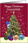 Grandchild Happy Christmas Decorated Tree with Snowman Gifts card