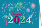 2024 New Year Fireworks and Streamers card