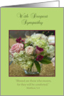 With Deepest Sympathy with a bouquet of pink and green flowers card