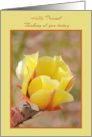 Hello Friend Thinking of You Today with Yellow Cactus Flower Blank Inside card