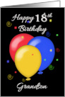 Grandson Happy 18th Birthday Balloons and Confetti card